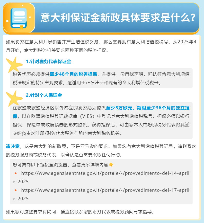 封面图 - 政策规则｜🔴高危！意大利税局保证金新政 未达标将停用税号 2025年4月生效