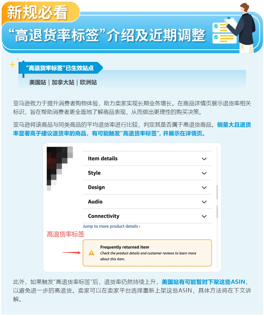 封面图-政策规则｜🔴高危！亚马逊高退货率标签＞【建议值】将限流/下架 2025年6月21日生效