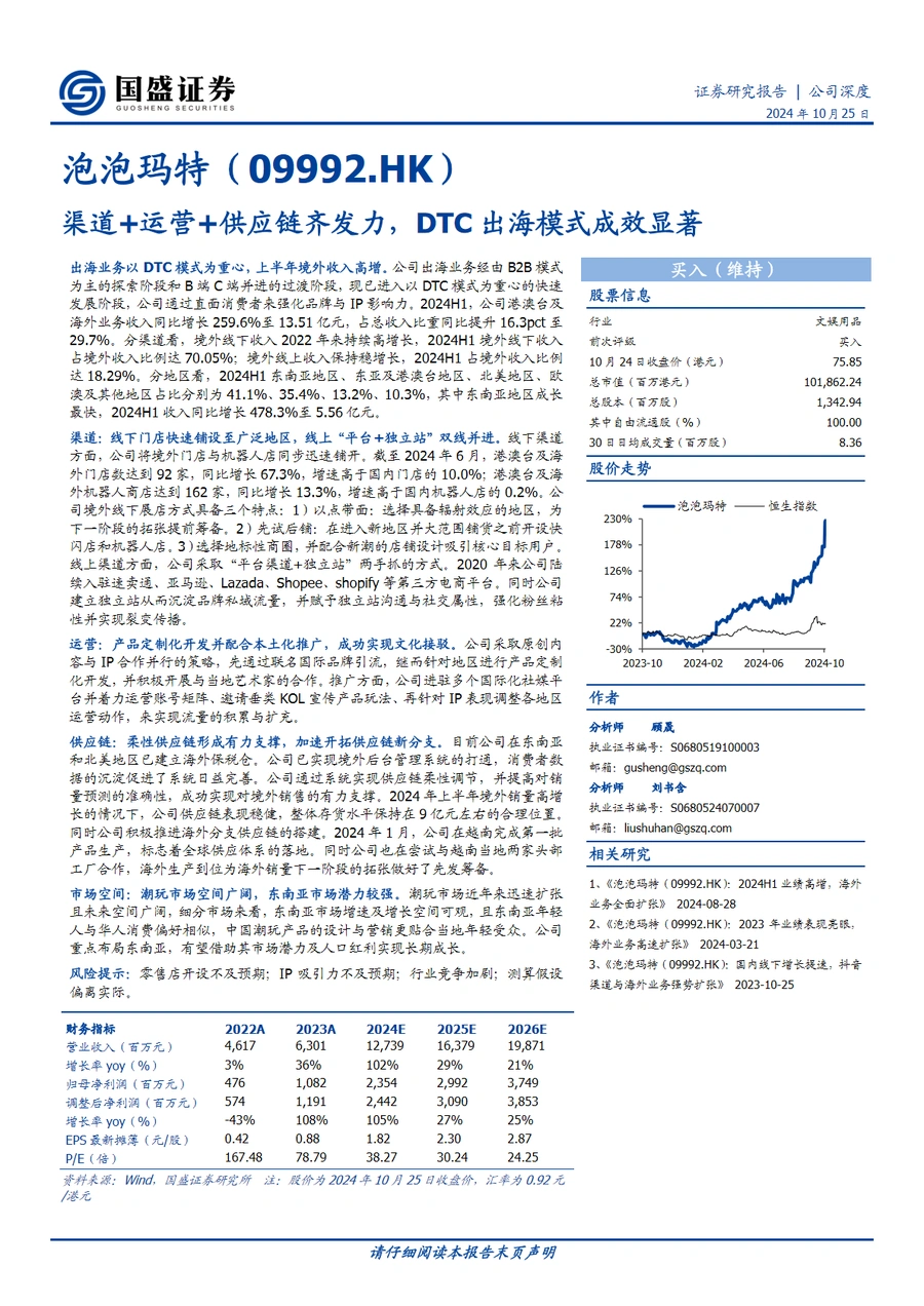 泡泡玛特DTC出海模式深度分析报告-23页