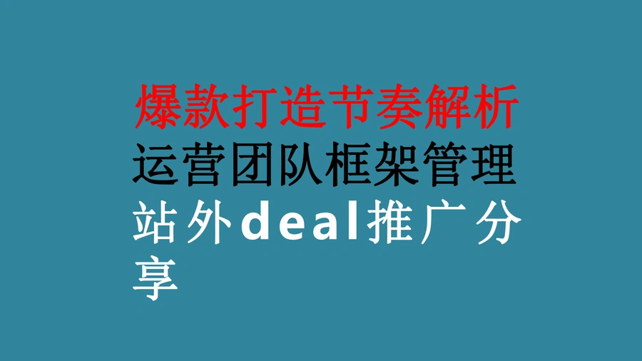 跨境电商爆款打造与运营团队管理全攻略-50页