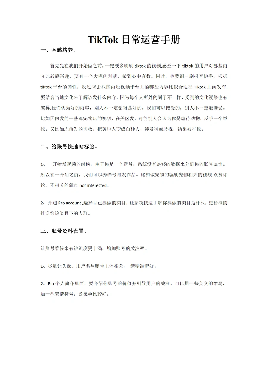 TikTok跨境电商运营实战手册-6页