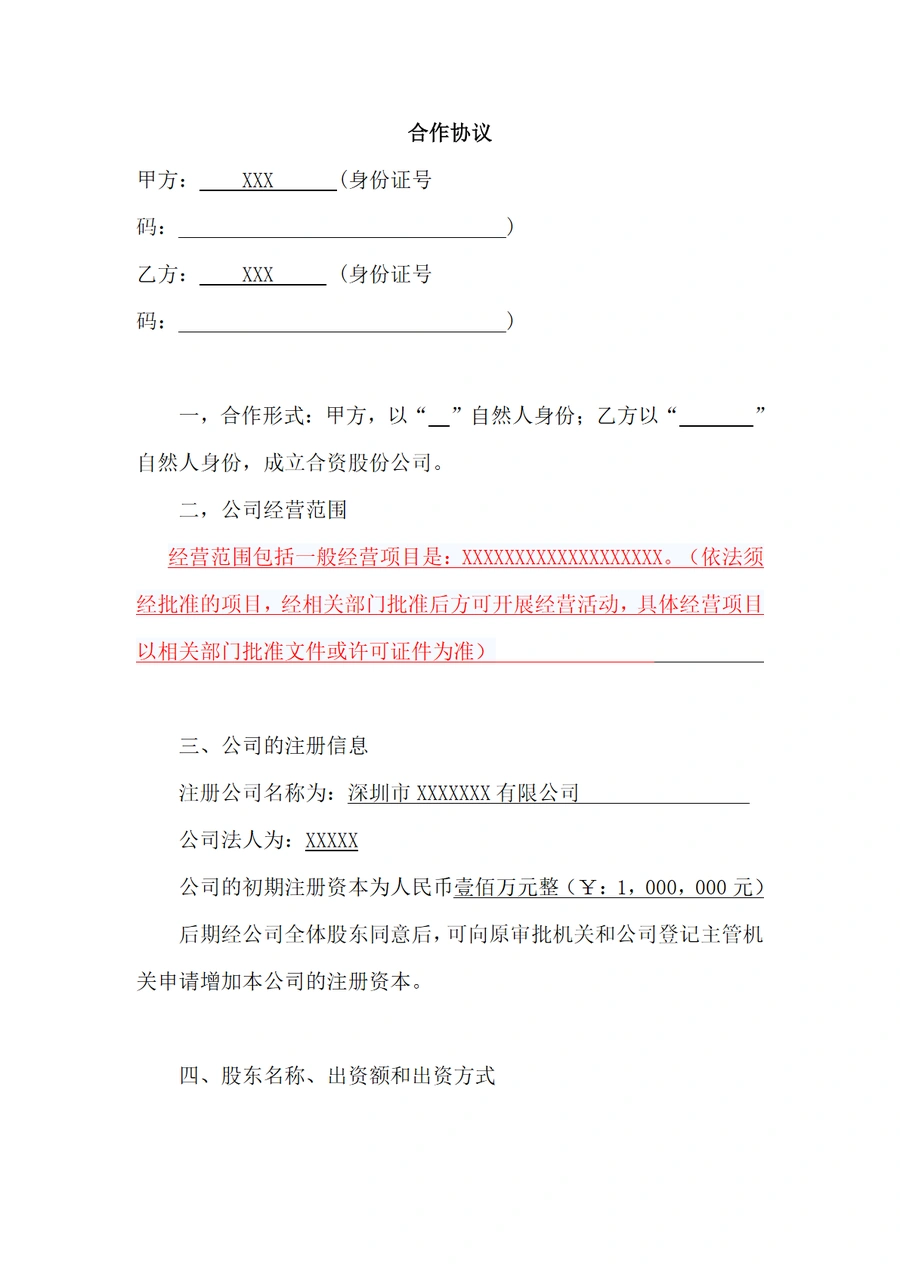 跨境电商合资公司合作协议模板-6页