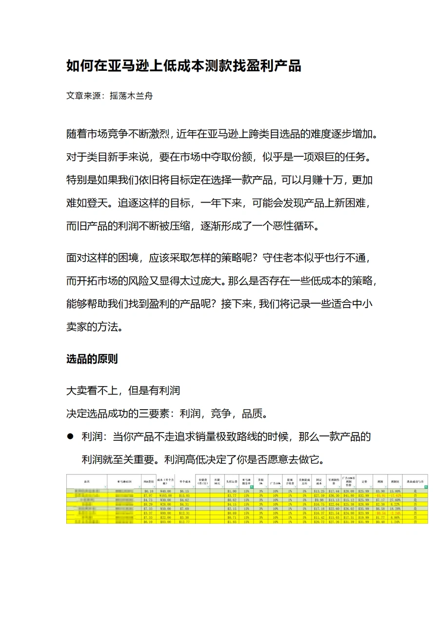 2024亚马逊低成本测款与盈利产品挖掘指南-5页