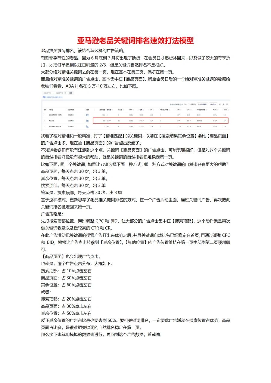 亚马逊老品关键词排名速效打法模型-3页