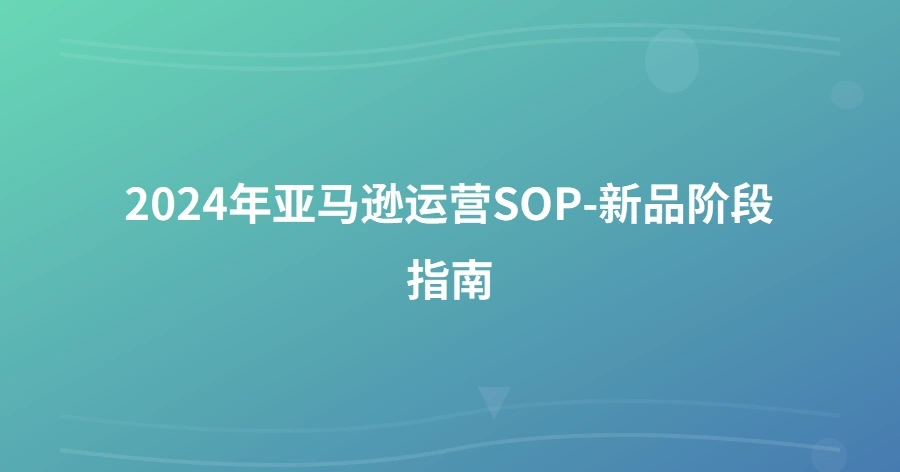 2024年亚马逊运营SOP-新品阶段指南-1页