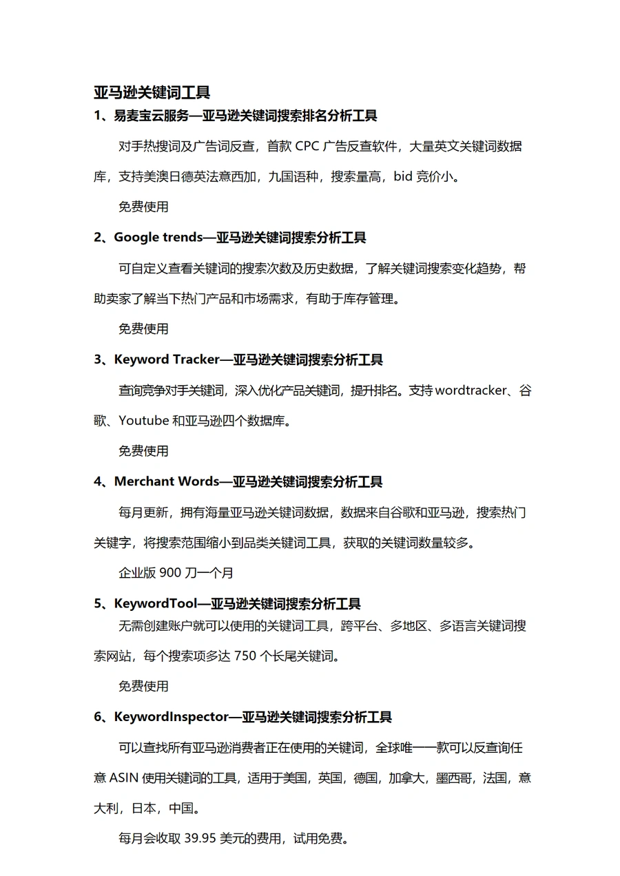 亚马逊关键词分析工具合集-4页