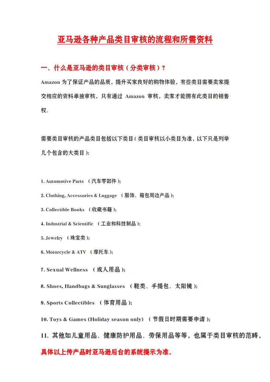 亚马逊产品类目审核全流程指南-6页