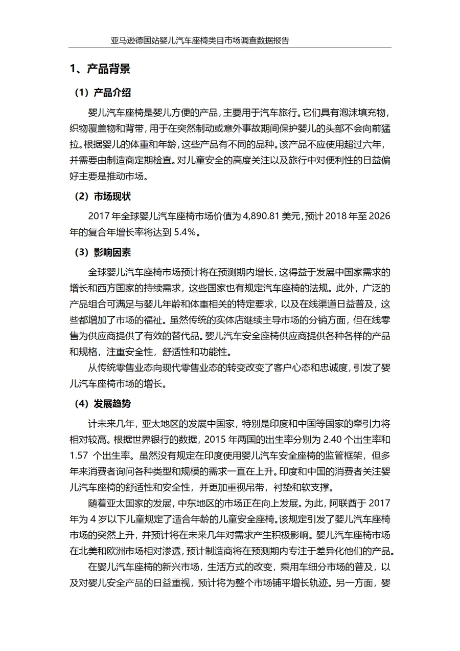 亚马逊德国站婴儿汽车座椅类目市场调查数据报告-文章简介图