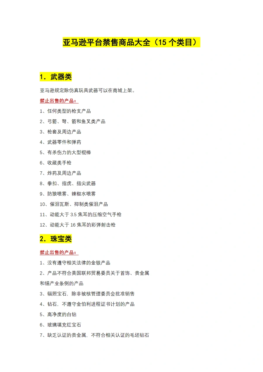 亚马逊禁售产品大全（15个类目）-6页