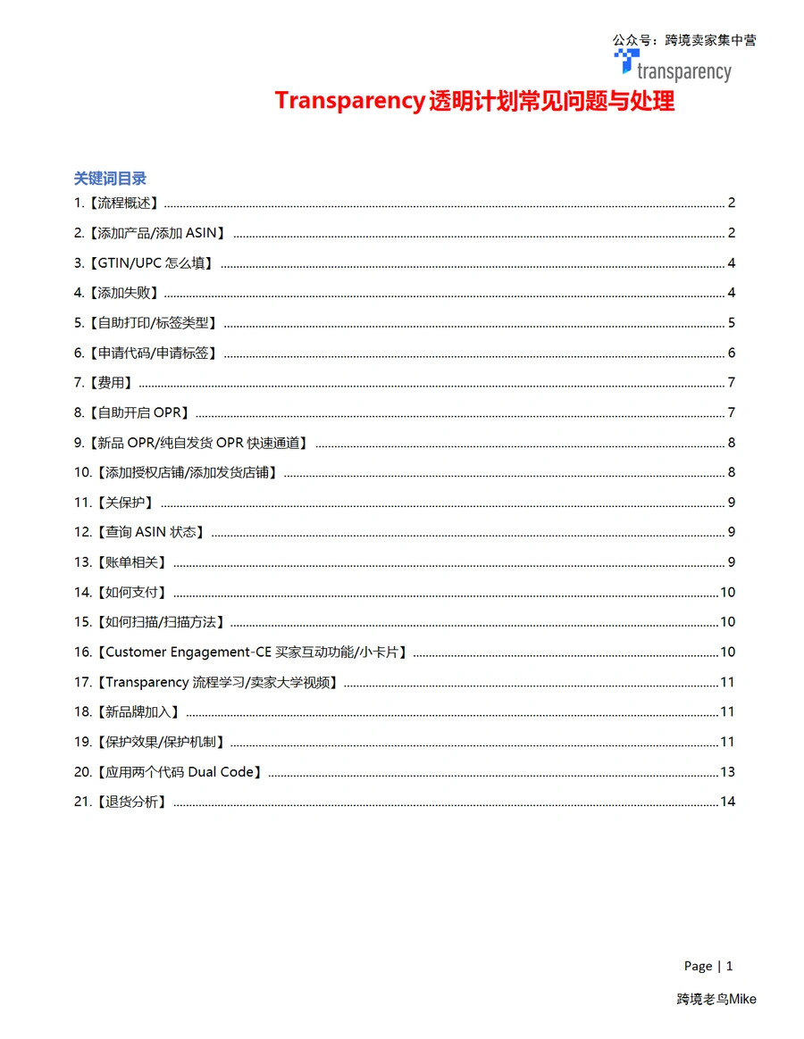亚马逊Transparency透明计划操作手册-14页