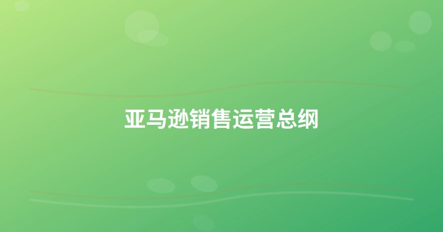亚马逊销售运营总纲-1页