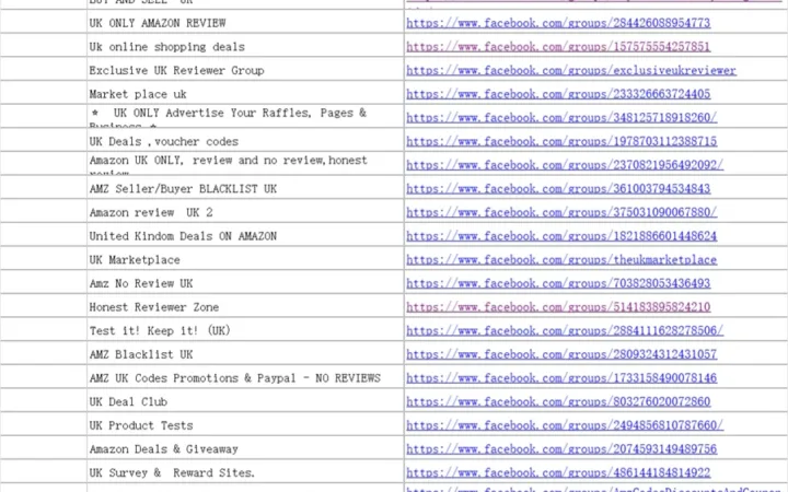 欧美五国Facebook测评群组资源大全-96行-1个子表