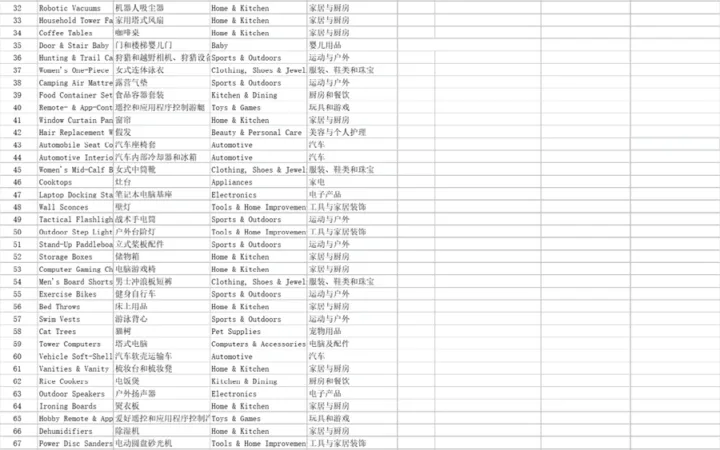 2024年7月美国亚马逊TOP1000子类目爆款新品榜单-1003行-2个子表
