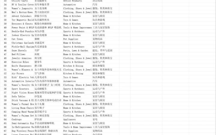 亚马逊美国站2024年10月TOP1000子类目选品指南-1005行-2个子表
