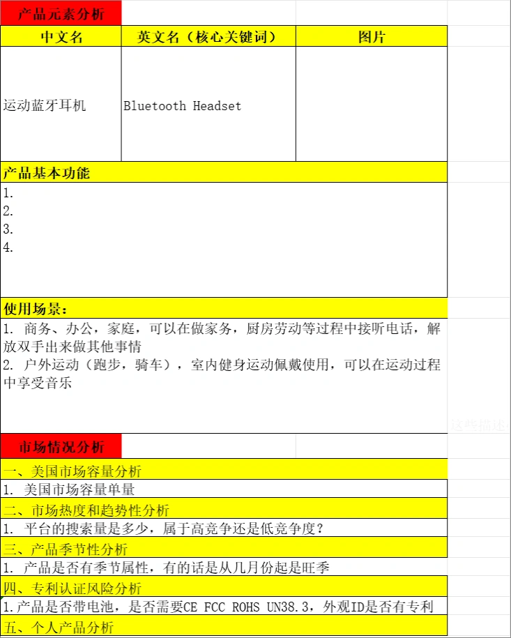 亚马逊美国站产品分析通用模板-28行-5个子表