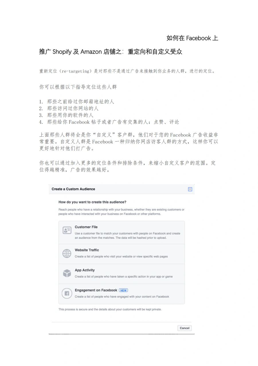 Facebook推广Shopify及Amazon店铺之重定向和自定义受众指南-5页