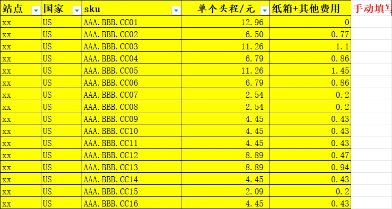 亚马逊月度利润计算模板-130851行-11个子表