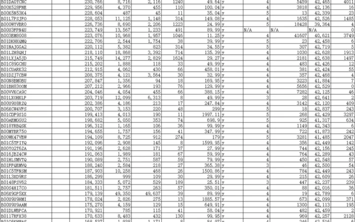 亚马逊电子品类周Top ASIN数据报告-100001行-1个子表