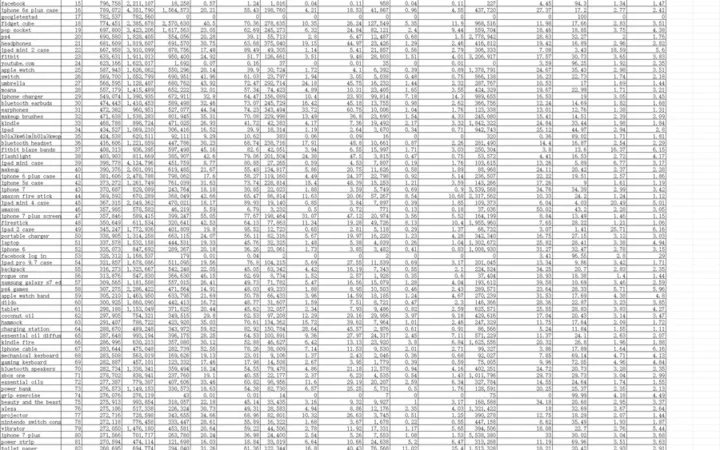 亚马逊月度关键词数据报告-20001行-1个子表