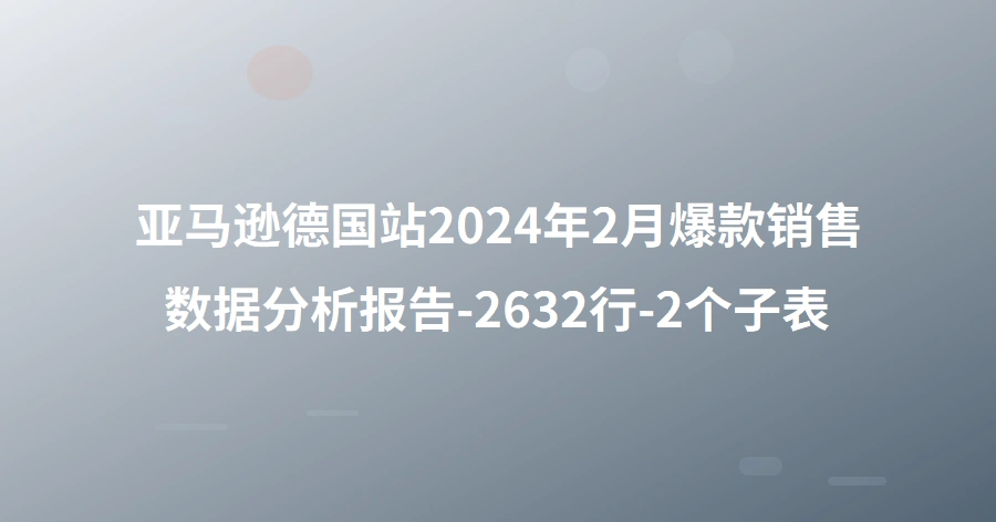 亚马逊德国站2024年2月爆款销售数据分析报告-2632行-2个子表