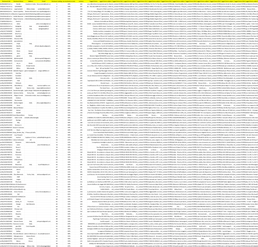 意大利亚马逊Top Reviewer数据汇总-1001行-1个子表