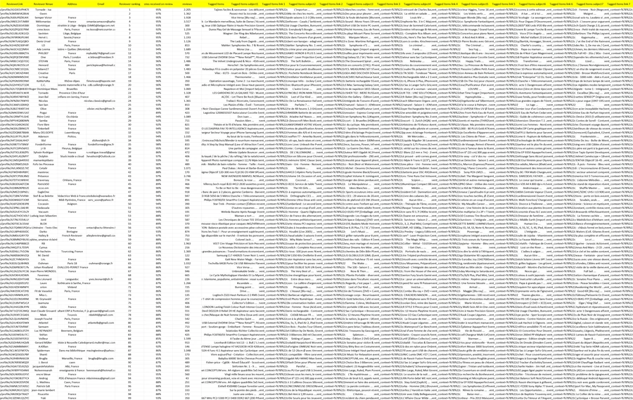 法国站Amazon Top Reviewer 1000名单及产品偏好分析-1001行-1个子表