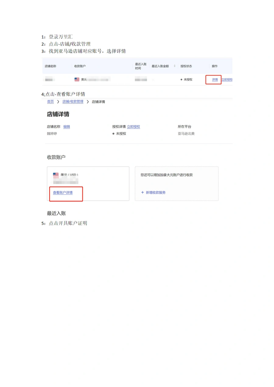 万里汇账单开具与亚马逊店铺验证操作指南-4页