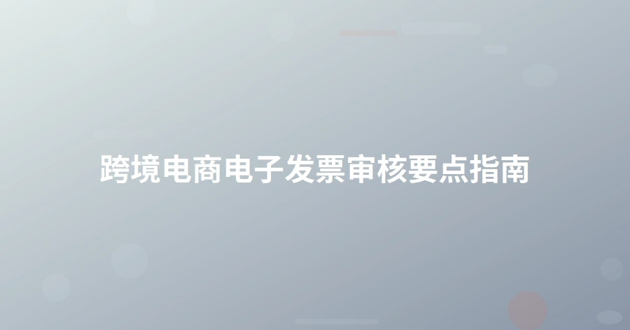 跨境电商电子发票审核要点指南-1页