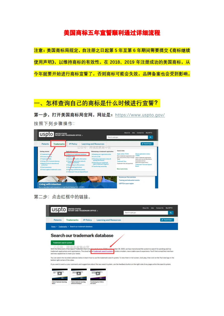 美国商标五年宣誓顺利通过详细流程指南-8页