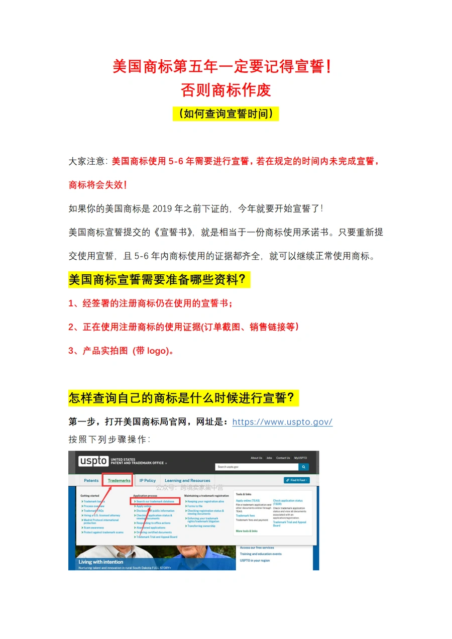 美国商标满五年宣誓详细流程指南-4页