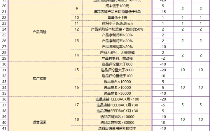 跨境电商选品风险评估表-63行-1个子表