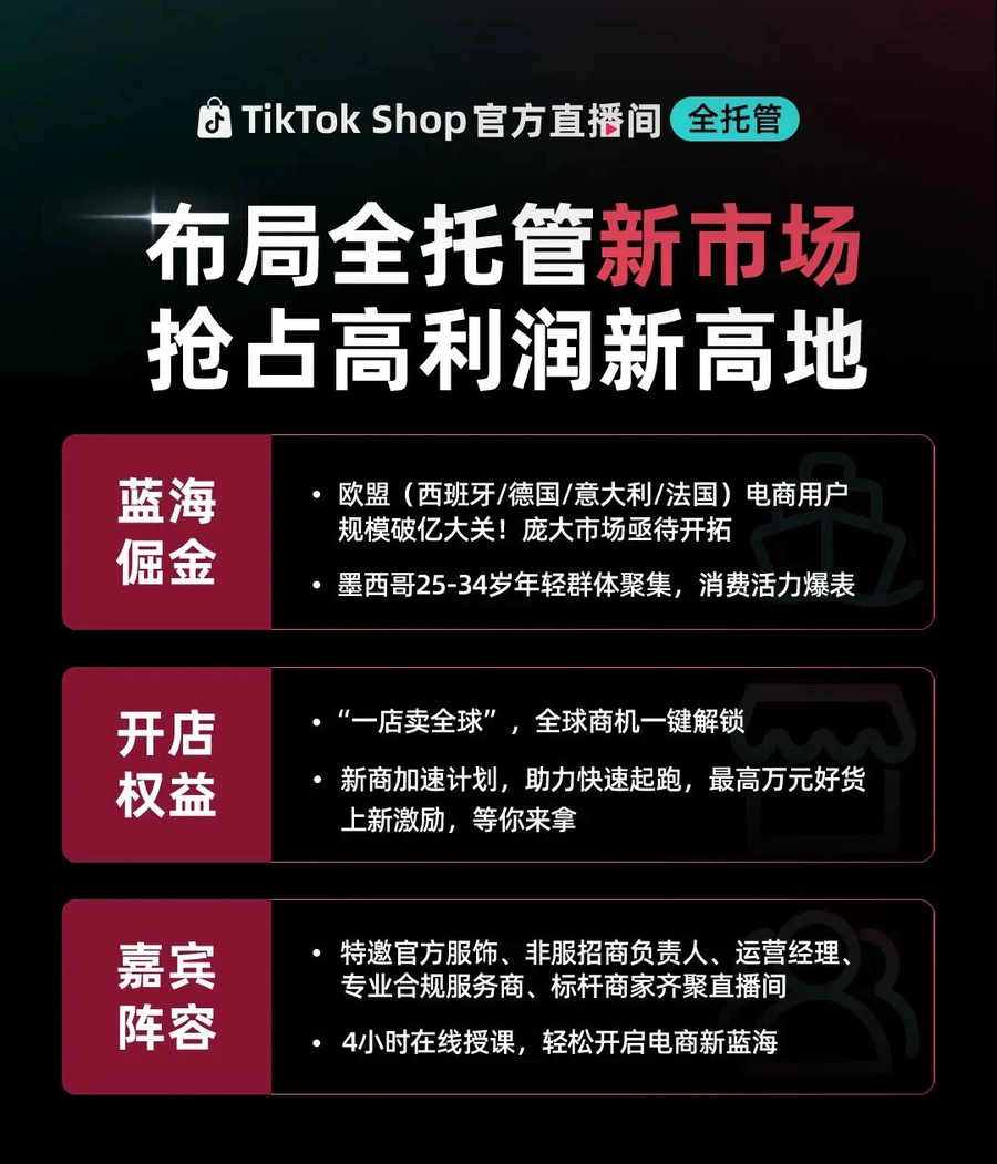 官方活动｜TikTok Shop全托管新市场解读：欧盟用户破亿+墨西哥年轻消费群体 2025年5月14日