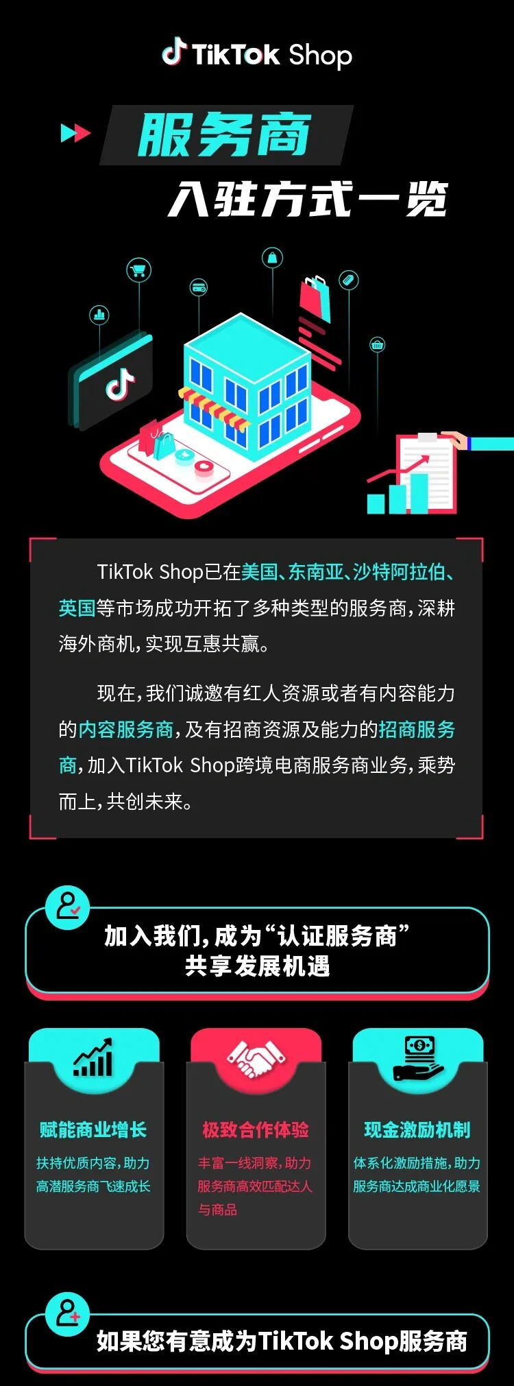 官方活动｜TikTok Shop 2024年服务商全球招募启动 覆盖美英沙特东南亚四大市场-文章封面图