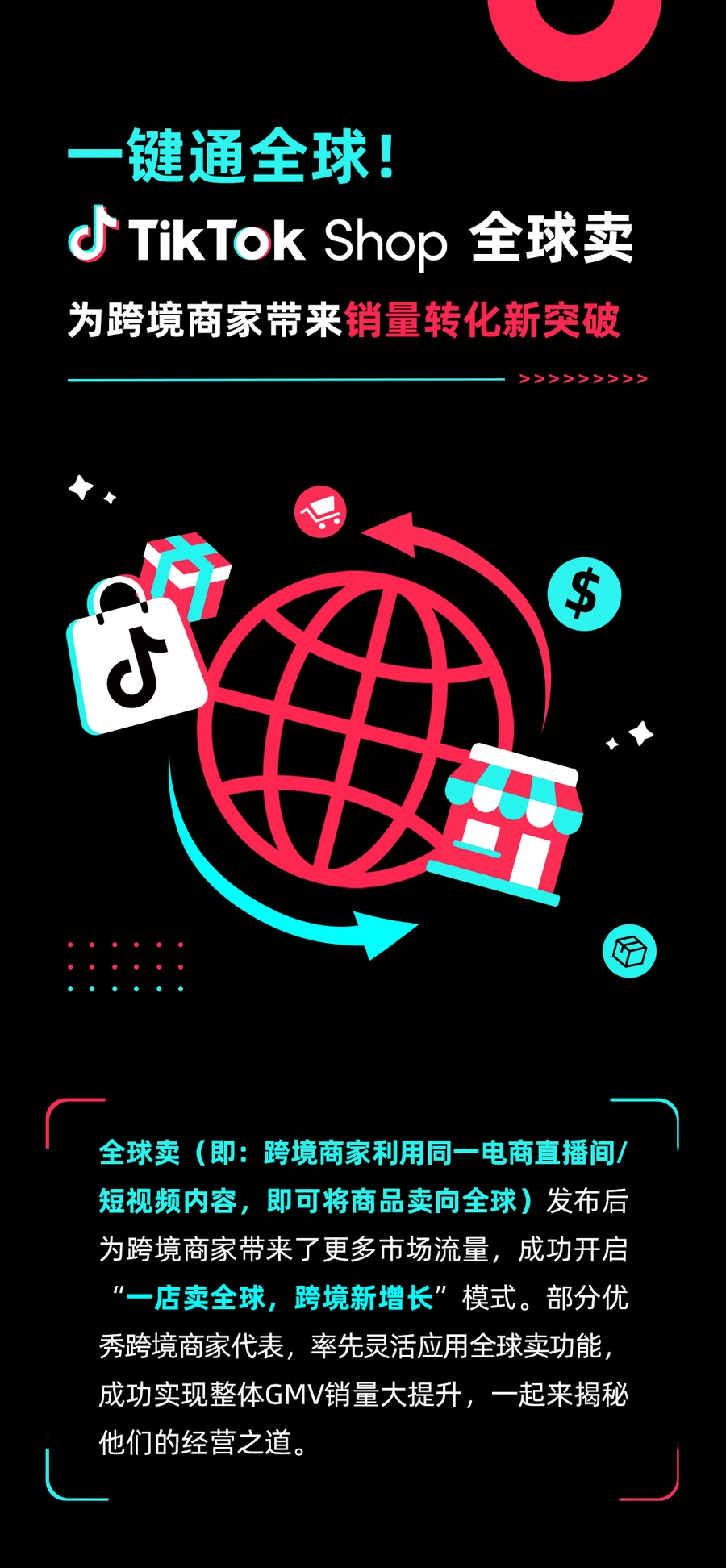 服务动态｜TikTok Shop全球卖功能实现「一店卖全球」，商家GMV最高提升【440%】