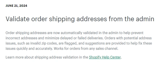 服务动态｜Shopify地址验证功能更新 自动标记问题地址降低配送失败风险