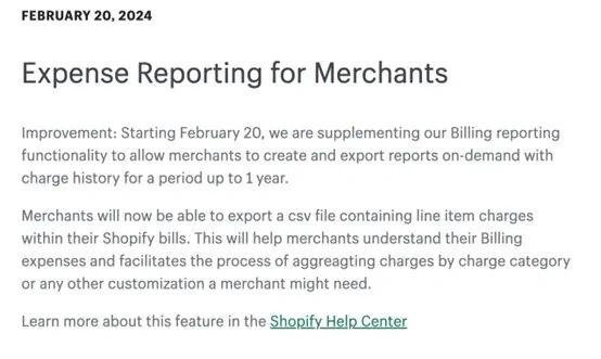 服务动态｜Shopify费用报告导出功能上线 最长支持1年数据导出