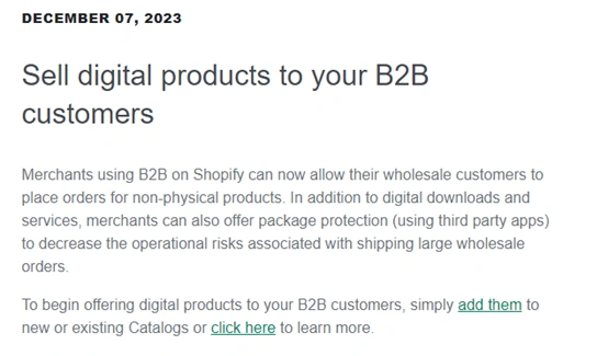 服务动态｜Shopify Plus现支持B2B商家销售数字产品 助力非实物商品出海