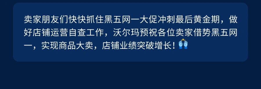 官方活动｜沃尔玛旺季直通车更新 黑五网一冲刺工具包上线 11月22日第二阶段开启