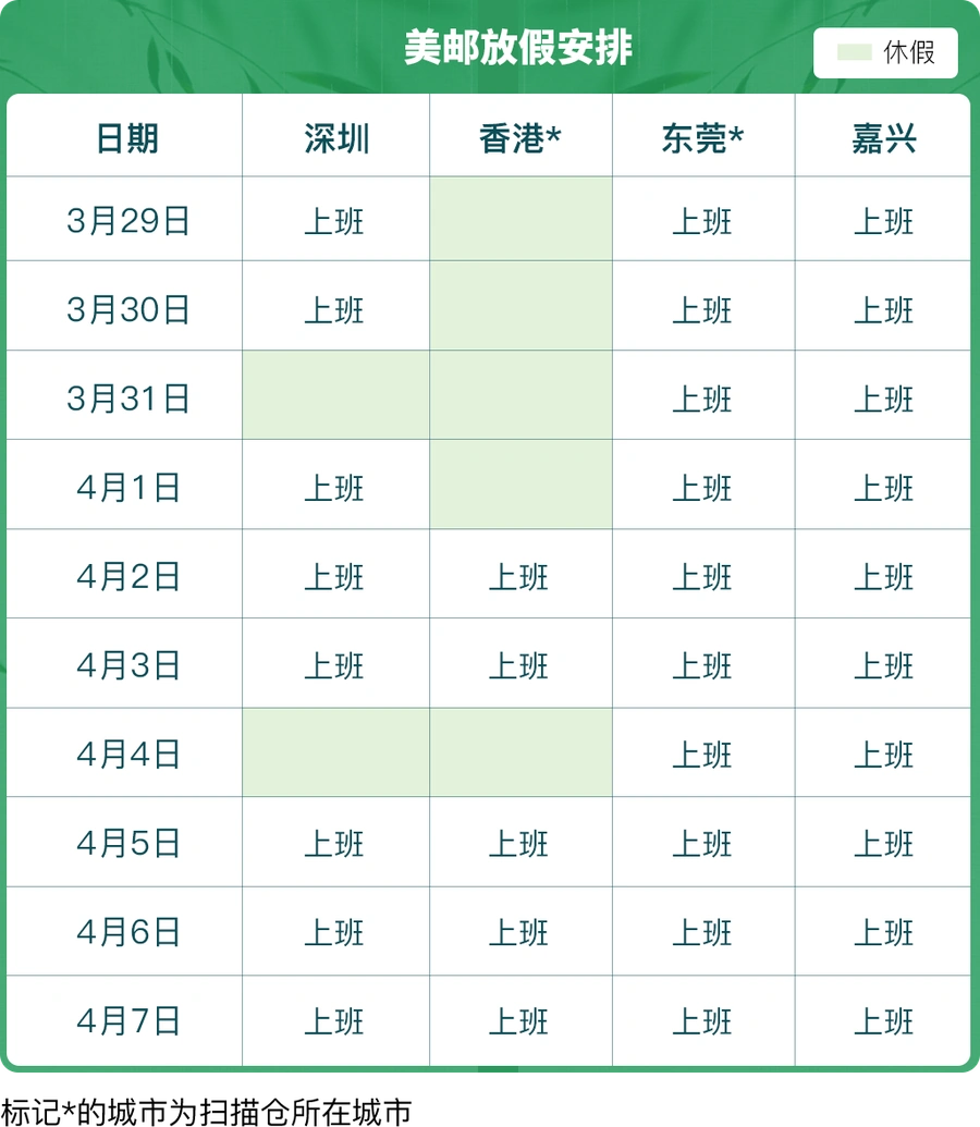 通知公告｜美客多清明节物流服务时间调整 4月4-5日多仓休假