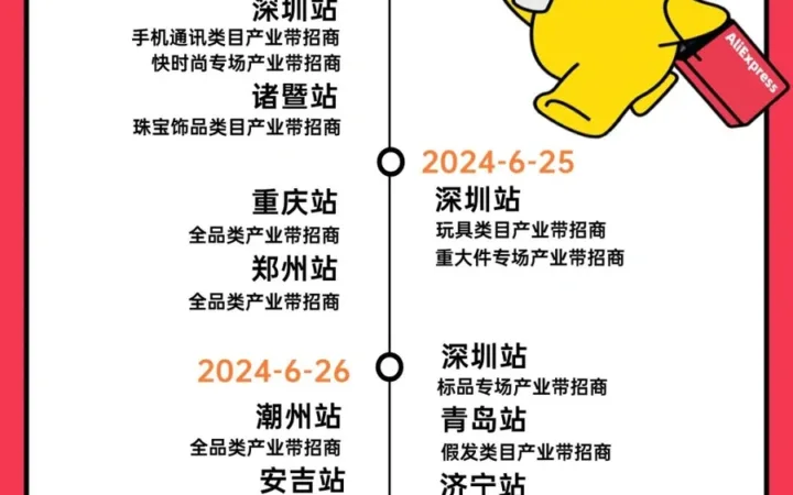 官方活动｜速卖通产业带招商"源洋狂风"计划 6-7月全国15城类目专场