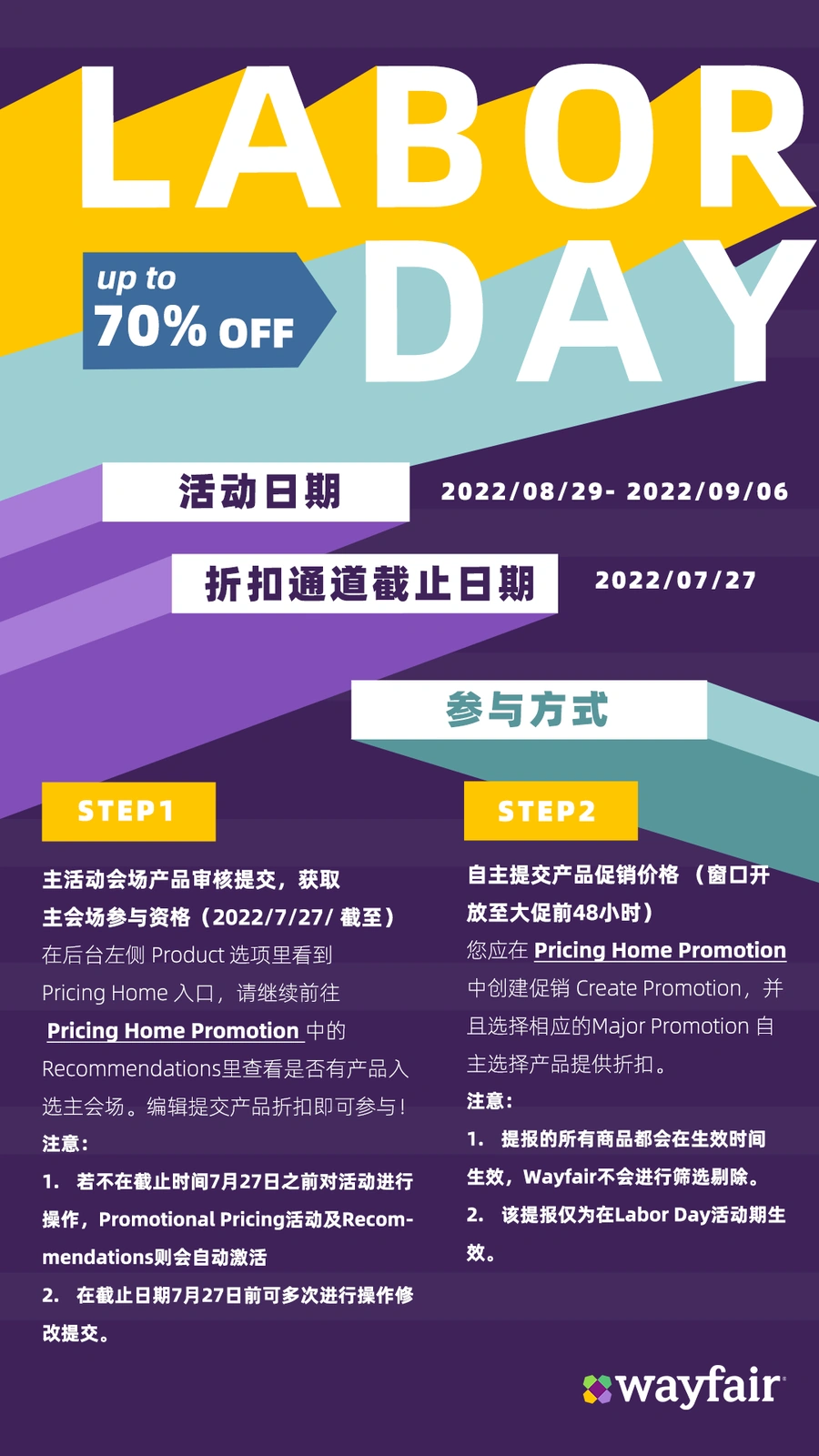 官方活动｜Wayfair Labor Day大促自主提报开启 7月27日截止-文章封面图