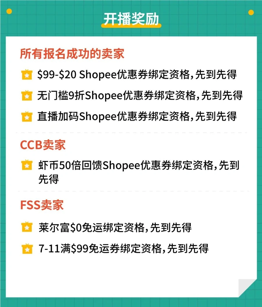 福利信息｜Shopee台湾站4月直播节报名开启 免运券+加购优惠+订单提升20倍