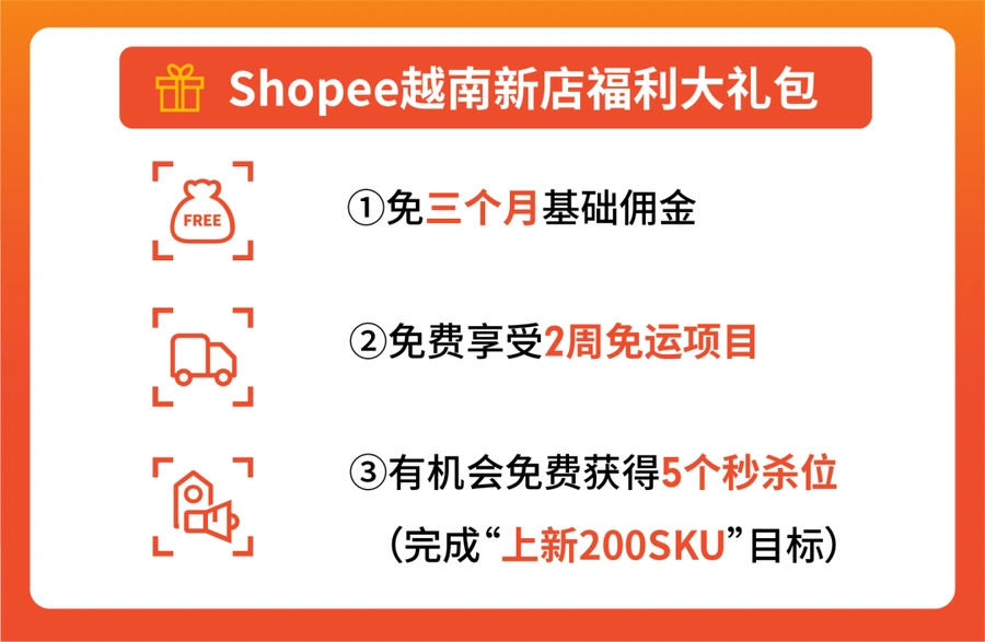 福利信息｜Shopee越南新店免佣3个月+重货运费降50% 送3000美金流量包 即日起至10月15日