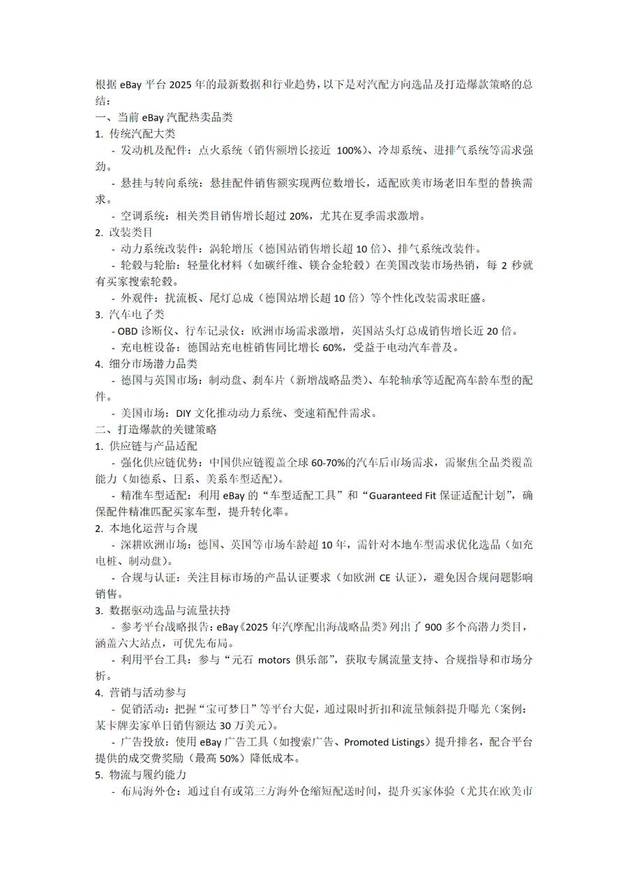 eBay汽配选品与爆款打造策略2025-2页