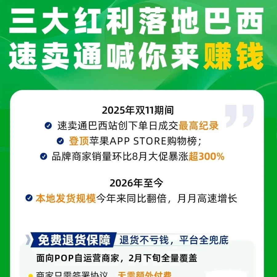 福利信息｜速卖通巴西市场｜三大政策红利｜2月下旬全面覆盖