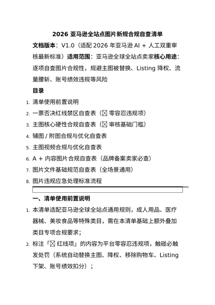 2026 亚马逊全站点图片合规自查清单-11页-文章简介图