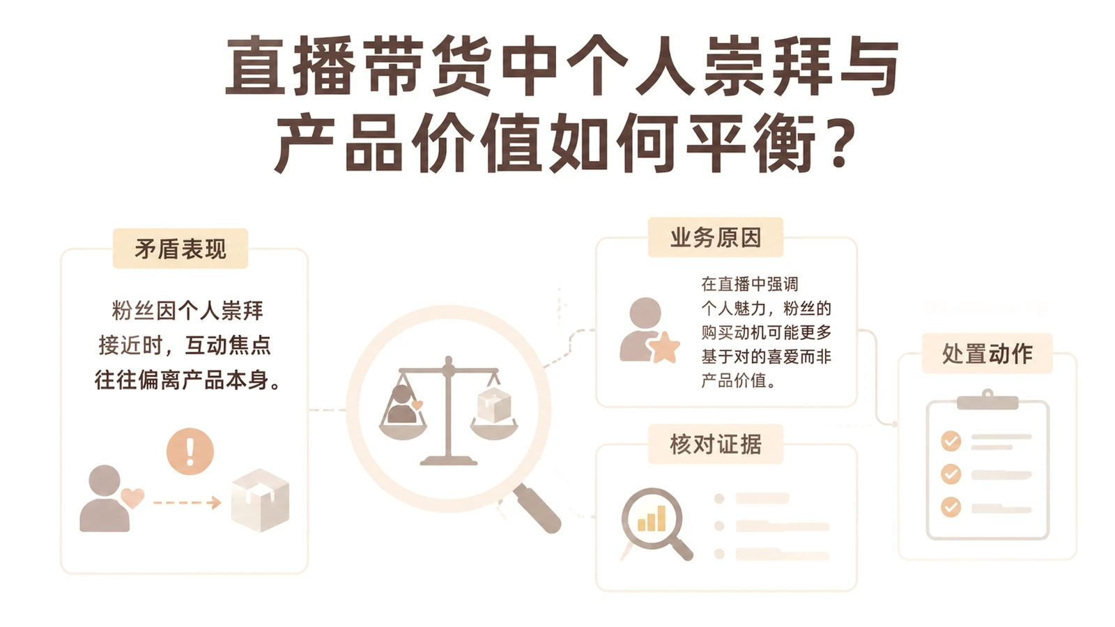 直播带货中个人崇拜与产品价值如何平衡？ 文章主题框架图