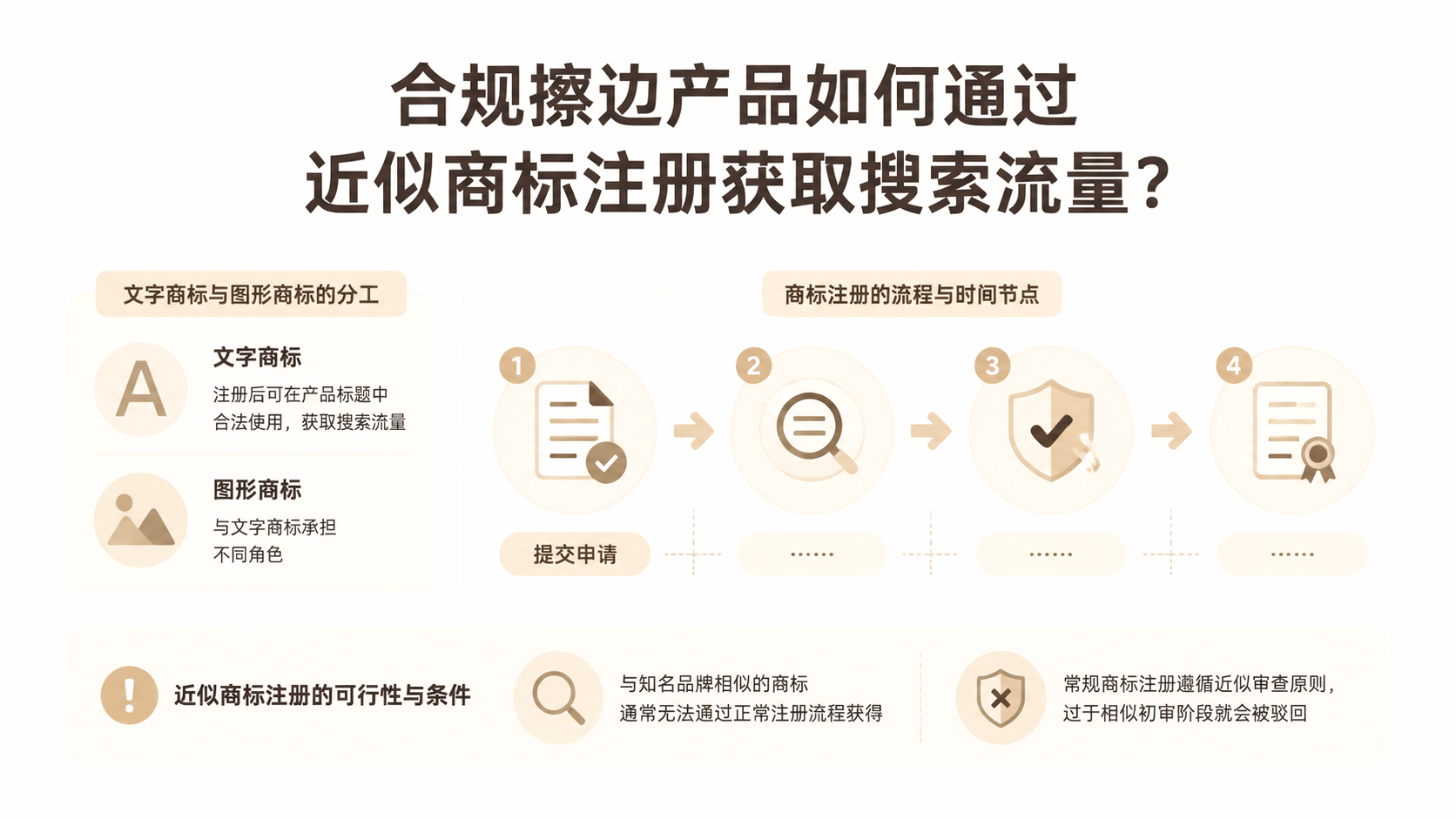 合规擦边产品如何通过近似商标注册获取搜索流量？ 文章主题框架图