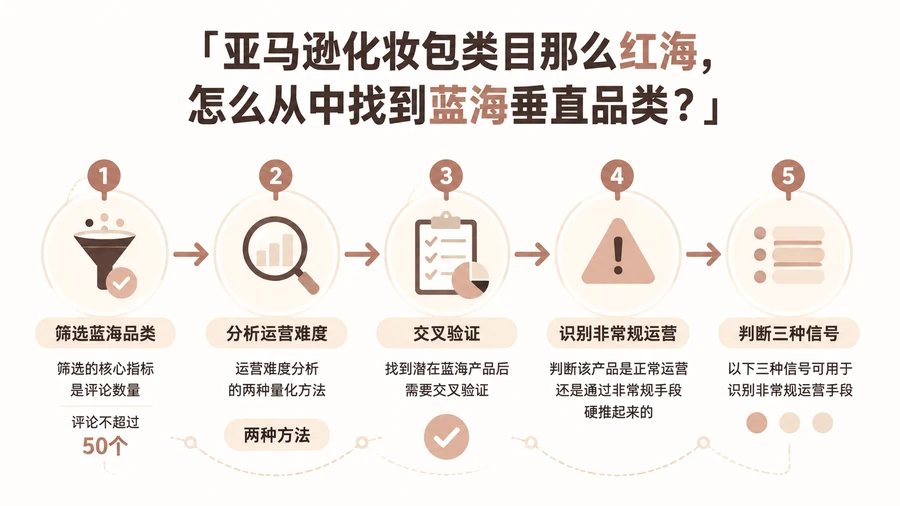 亚马逊化妆包类目那么红海，怎么从中找到蓝海垂直品类？ 文章主题框架图