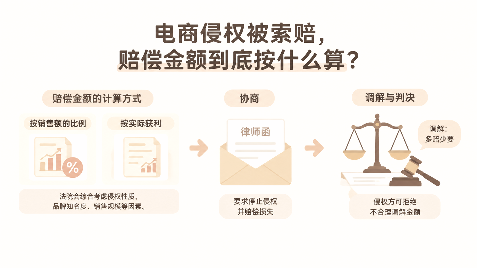 电商侵权被索赔,赔偿金额到底按什么算? 文章主题框架图
